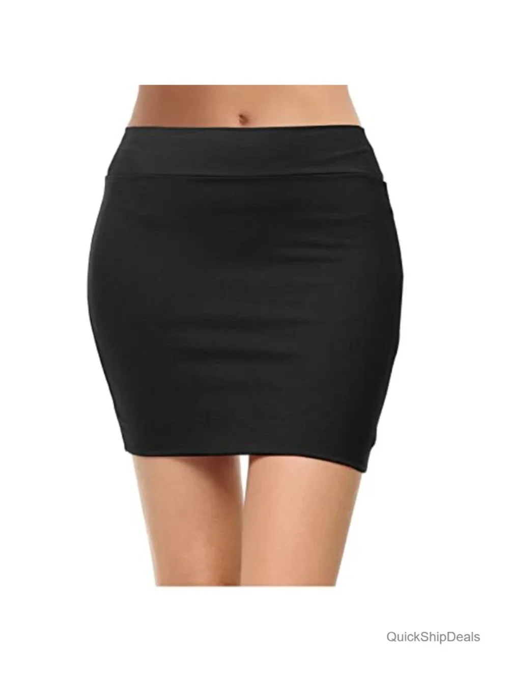 Women's High-Waisted Bodycon Pencil Mini Skirt - Stretchy Elastic Waist with